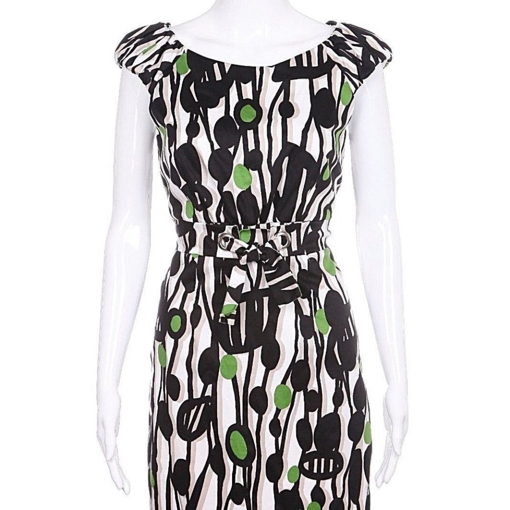 David Meister Belted Geometric Dress